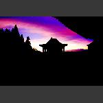 五彩霞光照山寺