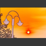 路灯与夕阳