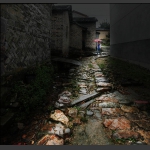 在雨中