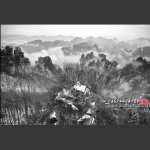 初雪水墨画