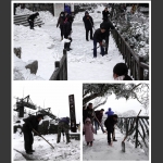 挖冰铲雪为游客