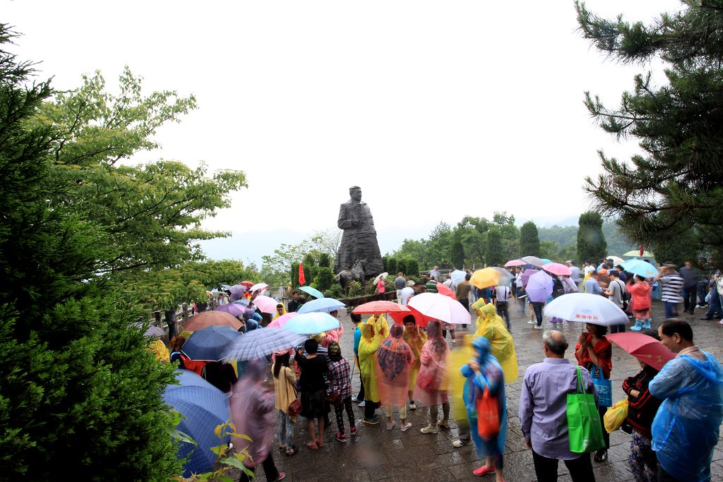 遊客冒雨敬仰賀元帅