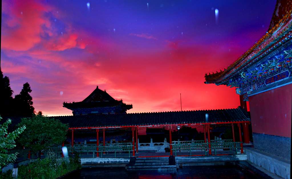 天门山寺早霞