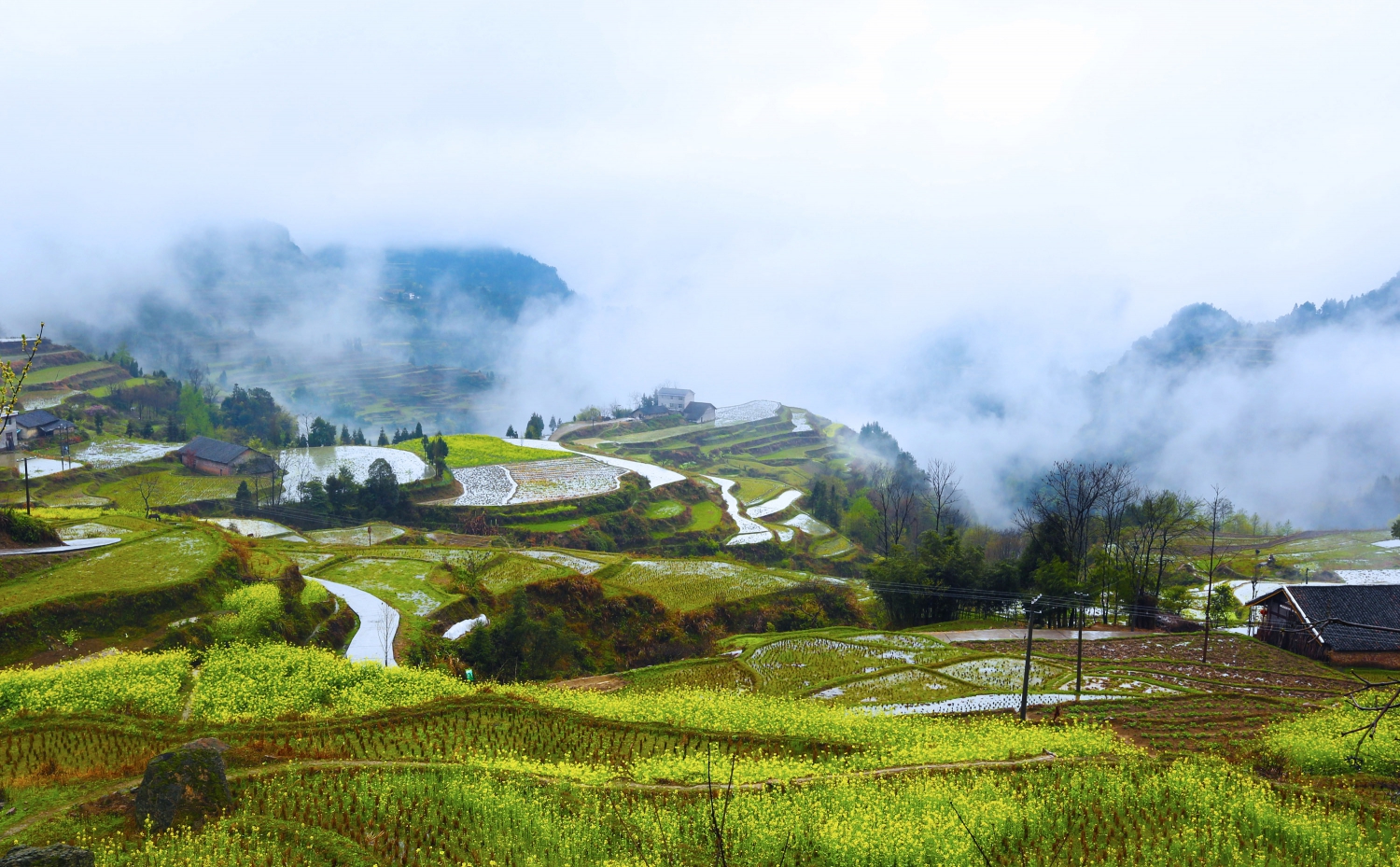 春雨后的小山村