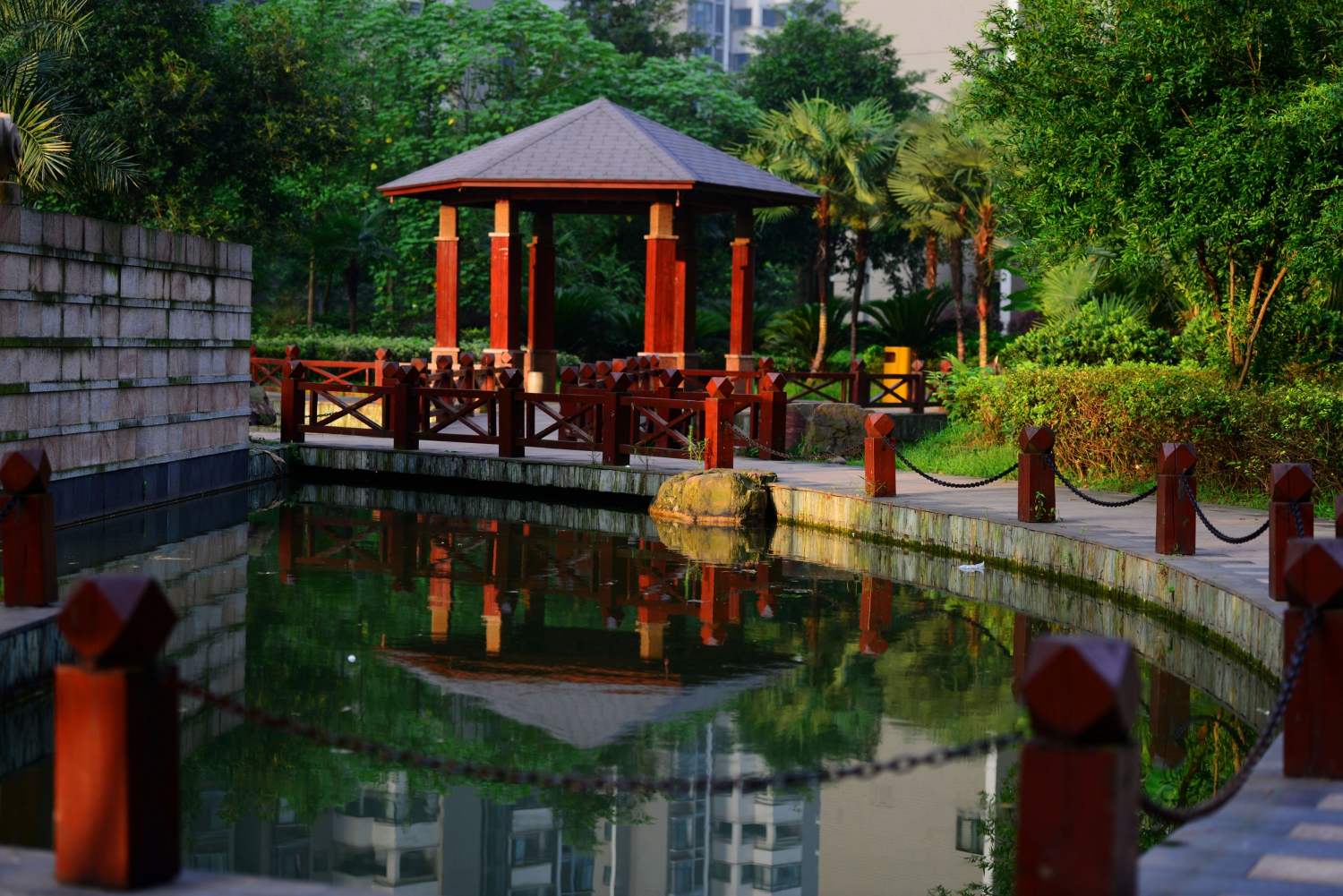 庭院晨景