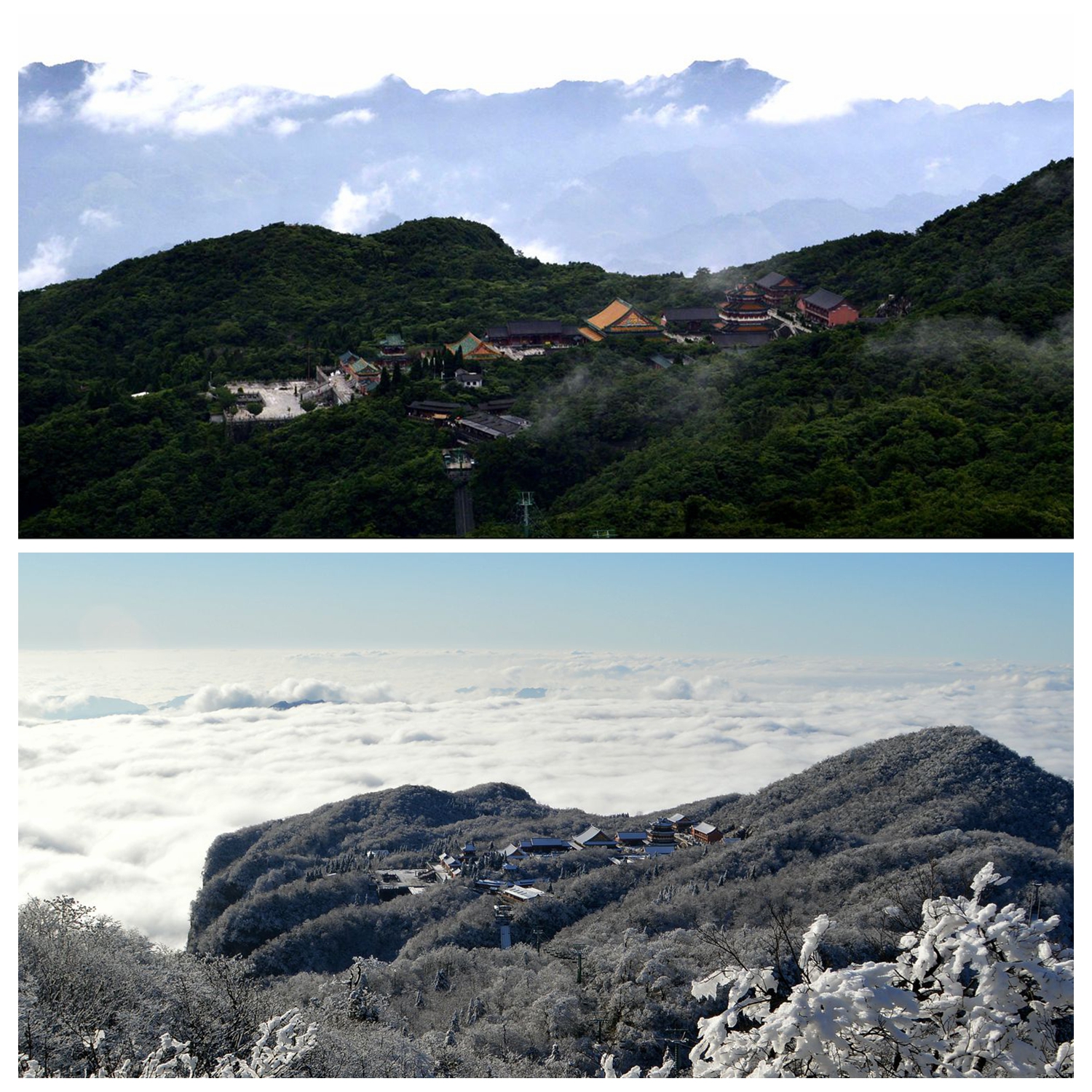 天门山寺的夏天与冬天