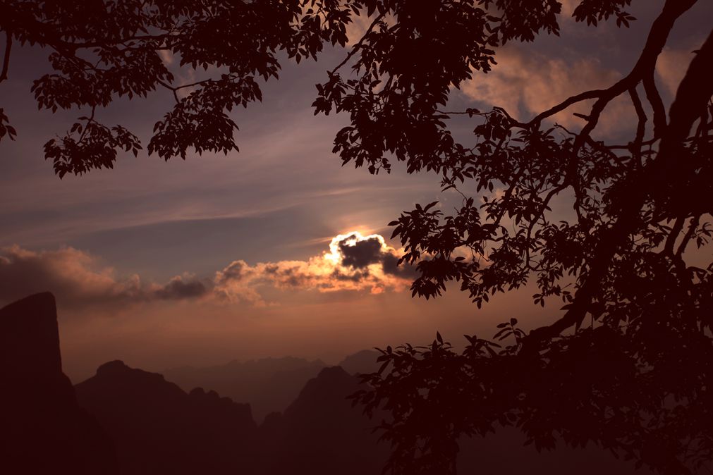 天门山日落
