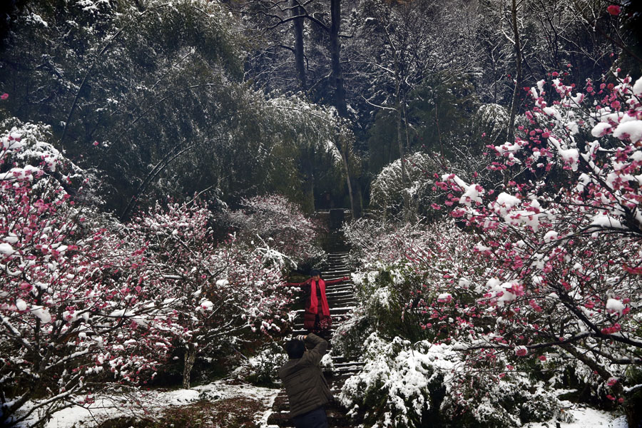 留下雪景