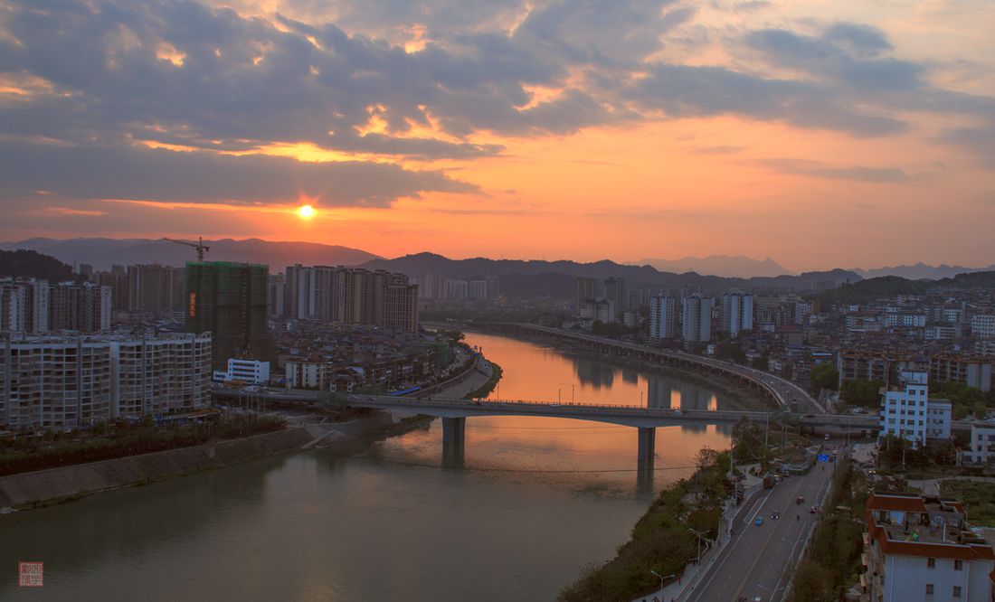 夕照澧水河