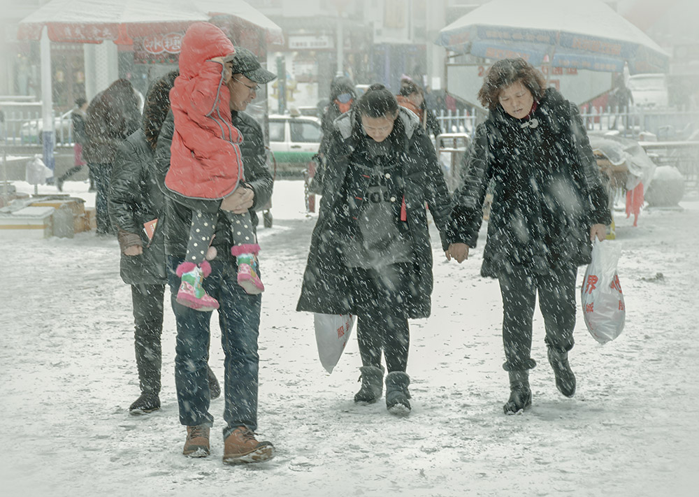 风雪归途人