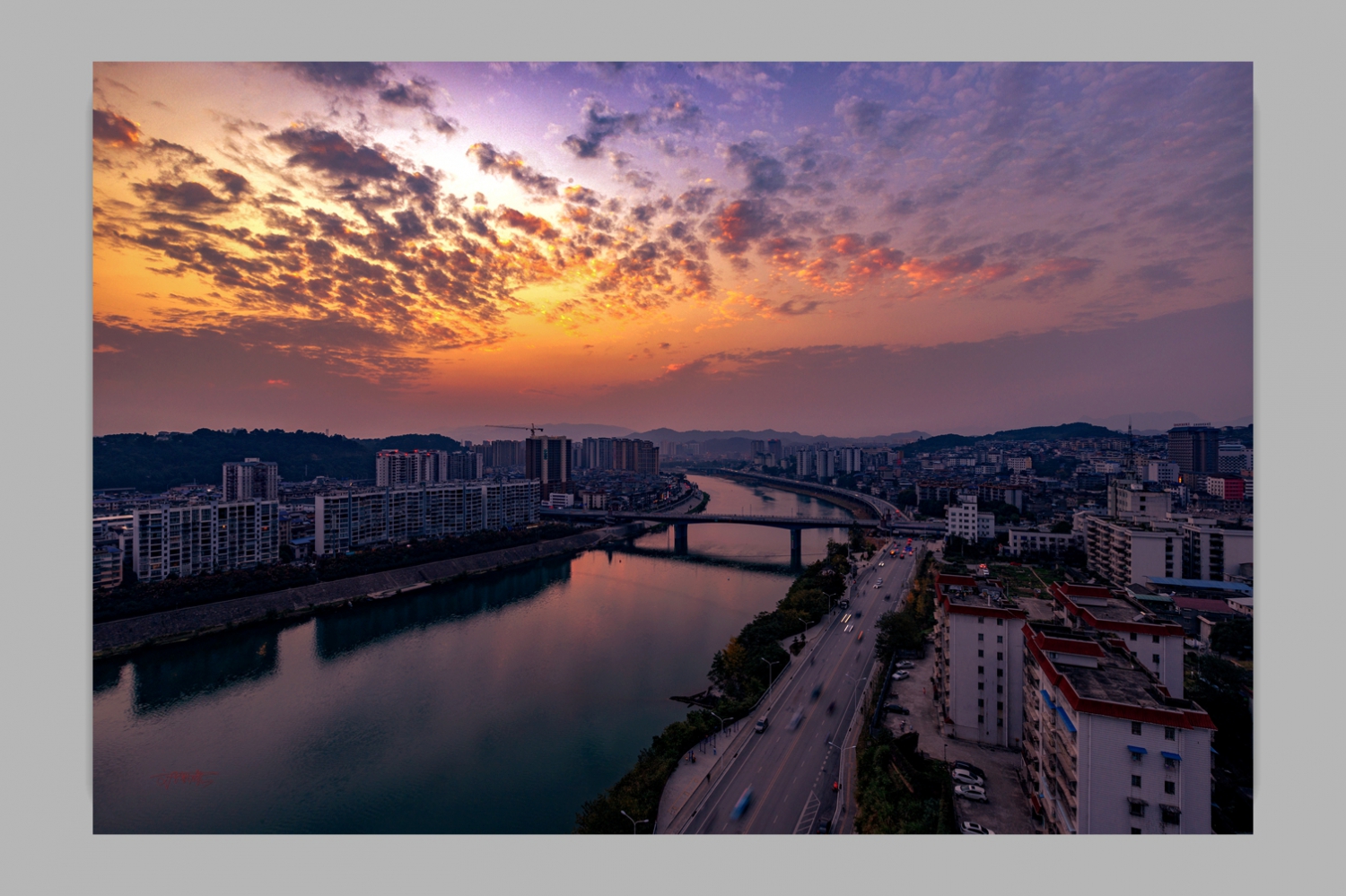 夕照澧水河
