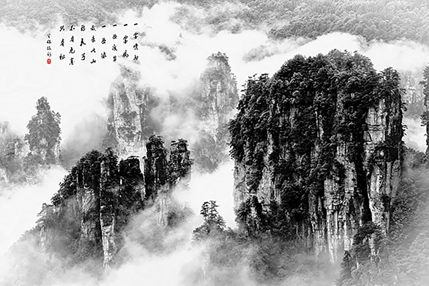 张家界天子山卧龙岭云海