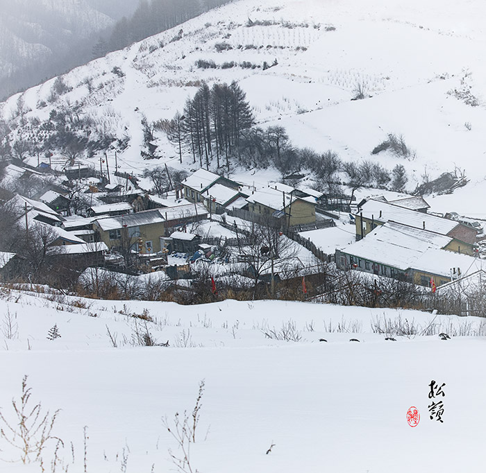 浅墨淡彩画意松岭